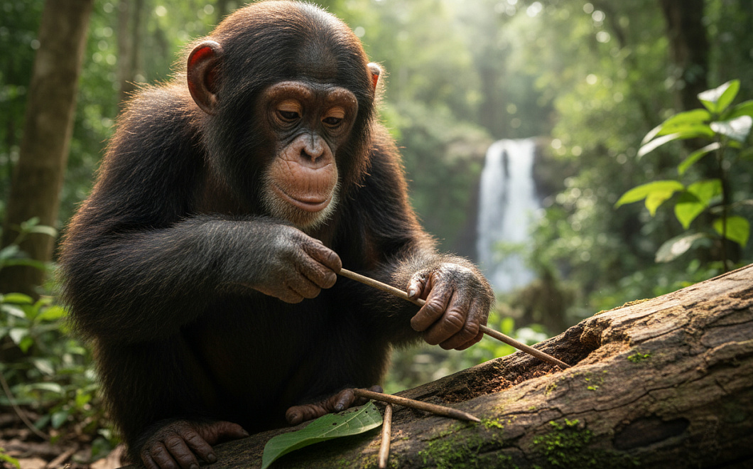 Молодые шимпанзе изобретают новые технологии, меняя представление об эволюции