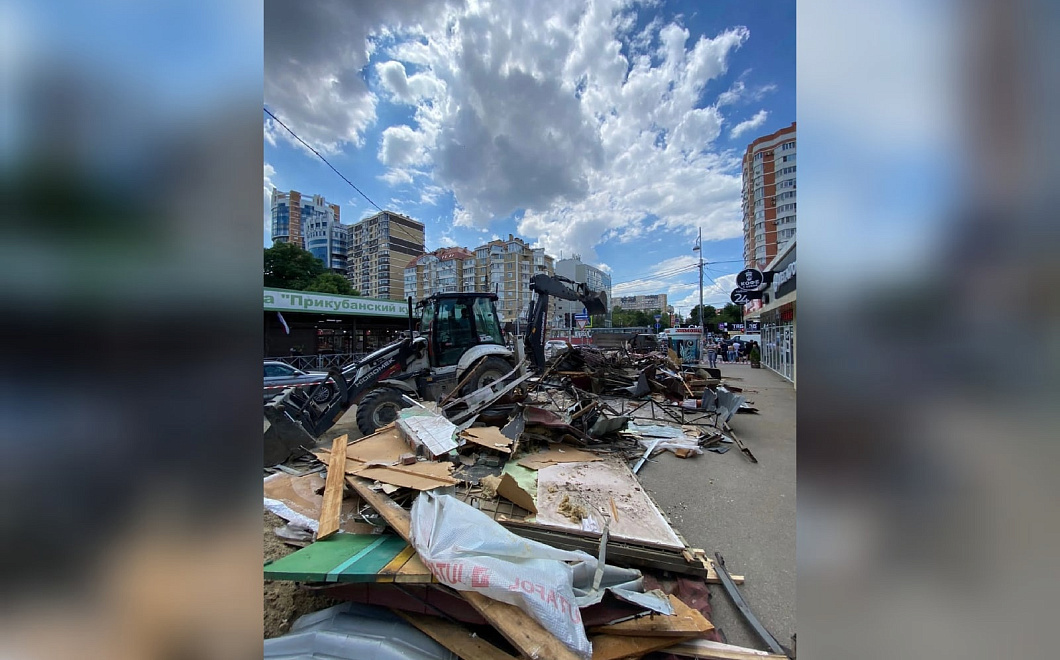 Незаконный ларек на улице Зиповской в Краснодаре снесли