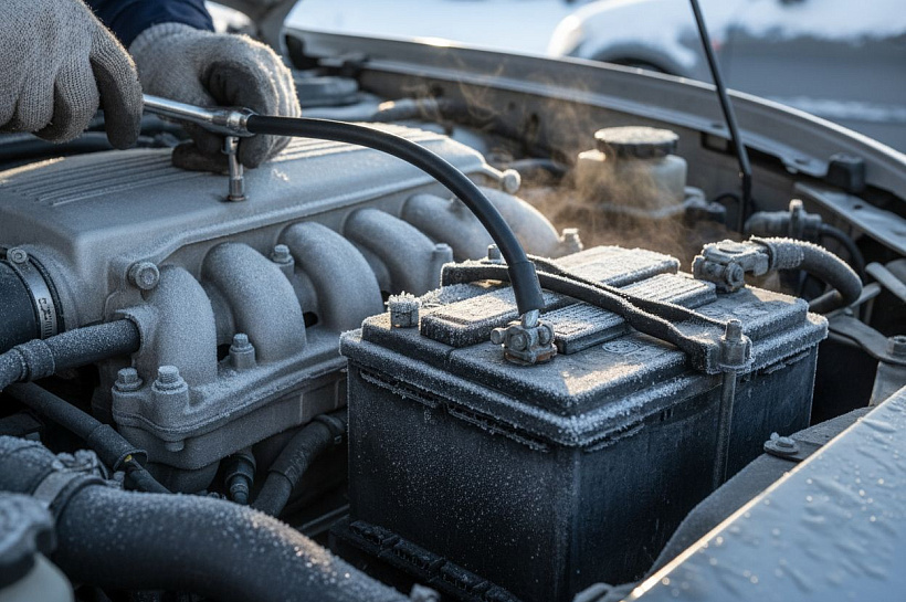 Второй минусовой провод к аккумулятору помогает легче завести двигатель зимой
