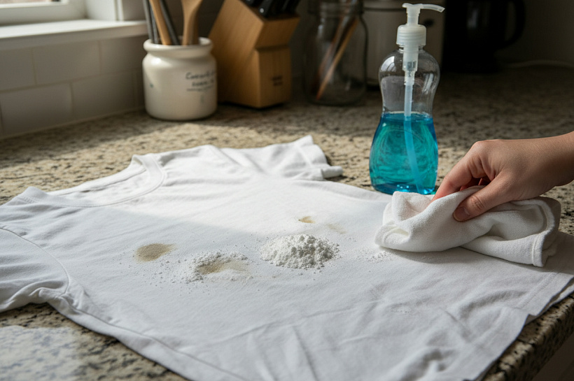 Как убрать жирные пятна с одежды содой и средством для посуды дома