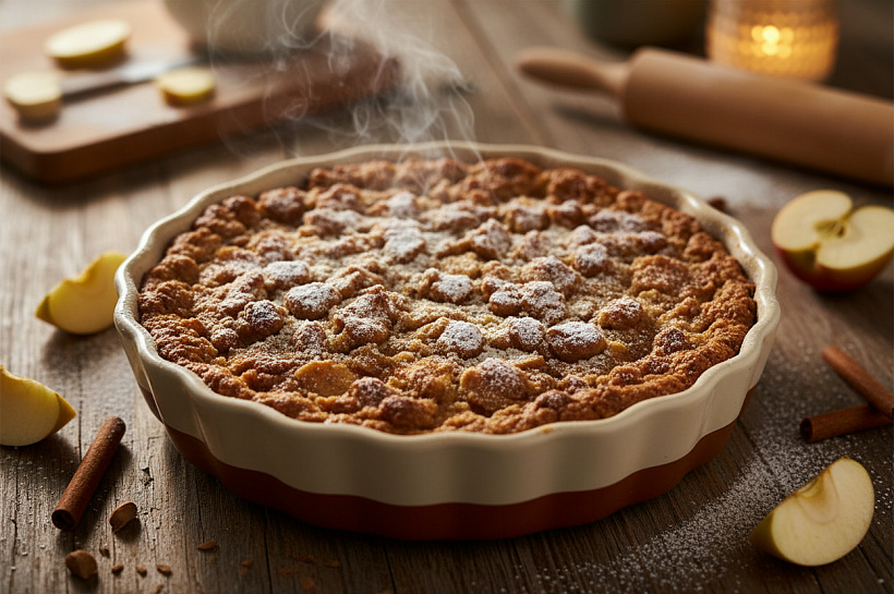 Простой насыпной яблочный пирог, пошаговый рецепт с фото