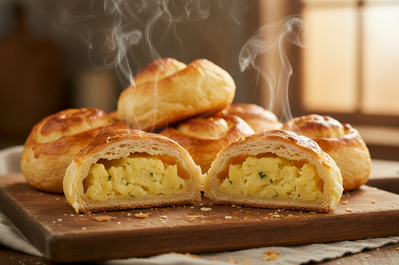 Картофельные пирожки-рулетики из быстрого теста: мягкие и ароматные к чаю