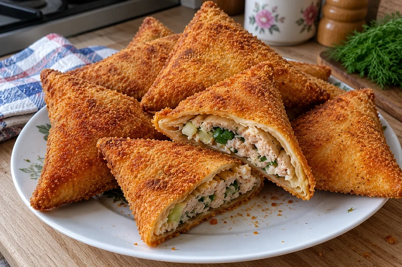 Конвертики из лаваша с куриным фаршем: жарим в двойной панировке до хрустящей корочки