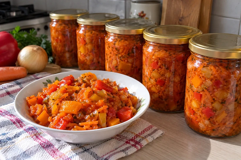 Морковь с перцем на зиму готовлю большими партиями: густой салат, который зимой уходит первым