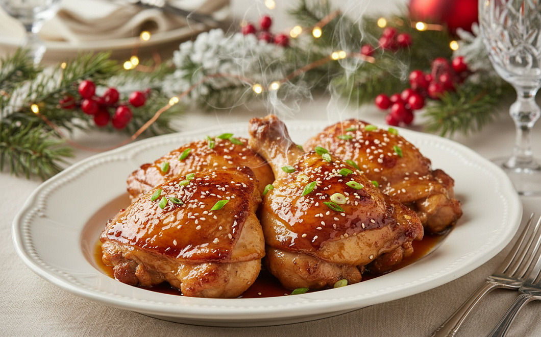 Куриные бедра в аэрогриле с медом и соевым соусом для новогоднего стола