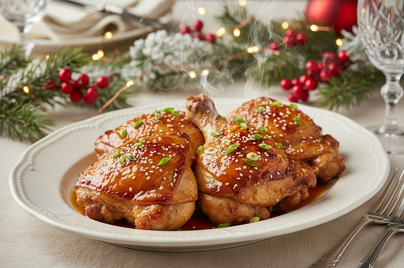 Куриные бедра в аэрогриле с медом и соевым соусом для новогоднего стола