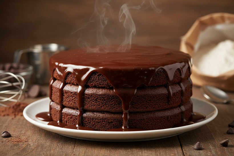 Шоколадный торт на кипятке: простой рецепт воздушного десерта