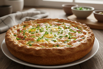 Заливной пирог с зеленым луком и яйцом: простой рецепт для быстрого приготовления