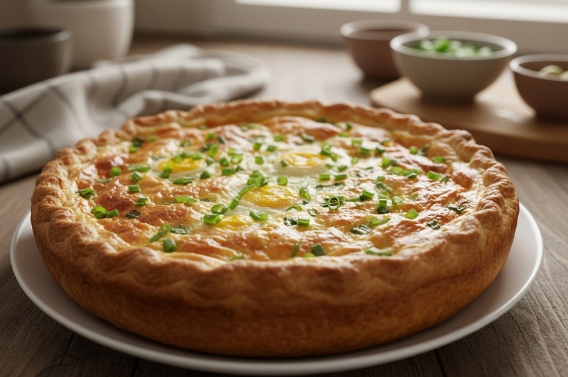 Заливной пирог с зеленым луком и яйцом: простой рецепт для быстрого приготовления
