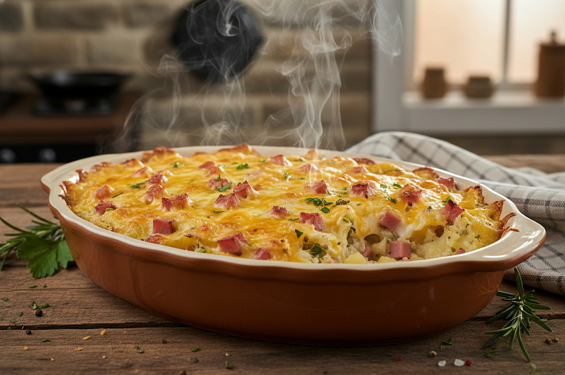 Картофельная запеканка с ветчиной и сыром: простой рецепт для уютного вечера