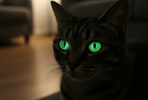 Почему у кошек светятся глаза в темноте: научное объяснение ночного зрения питомцев