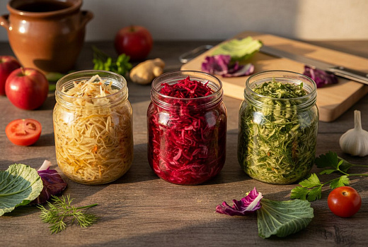 Три вида квашеной капусты: классика, с яблоком и с томатом