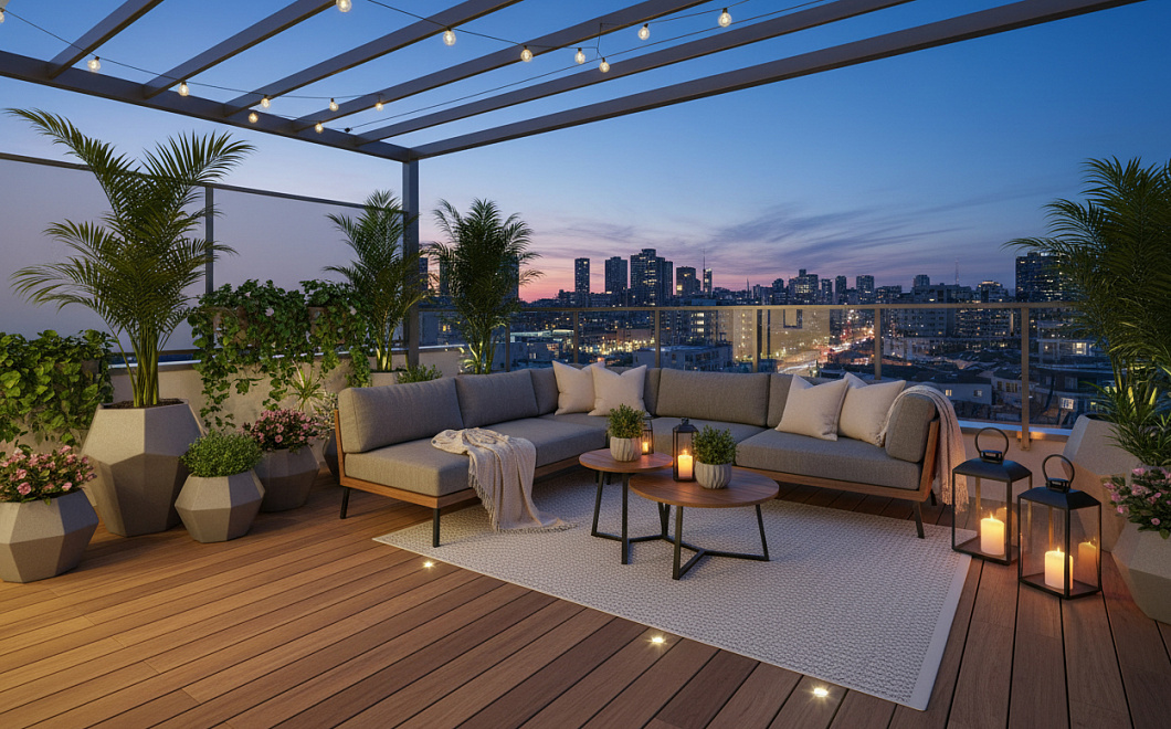 Превращаем террасу в квартире в зону отдыха: идеи для мини-сада и домашнего пляжа