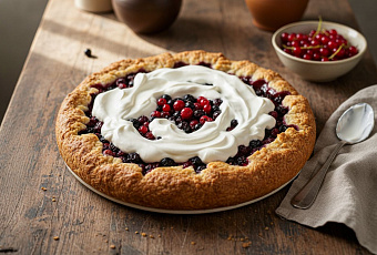 Пирог со смородиной и сметанной заливкой за 45 минут без миксера