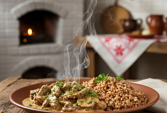 Бефстроганов с гречневой кашей: классический рецепт сытного блюда