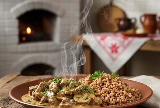 Бефстроганов с гречневой кашей: классический рецепт сытного блюда