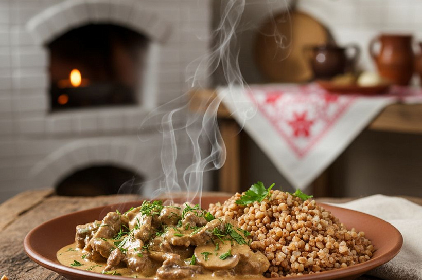 Бефстроганов с гречневой кашей: классический рецепт сытного блюда