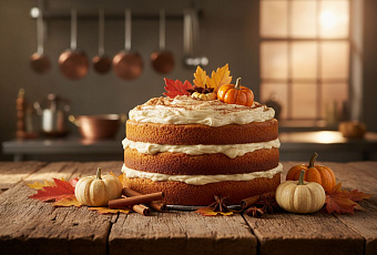 Тыквенный торт: рецепт осеннего десерта с пряностями и кремом