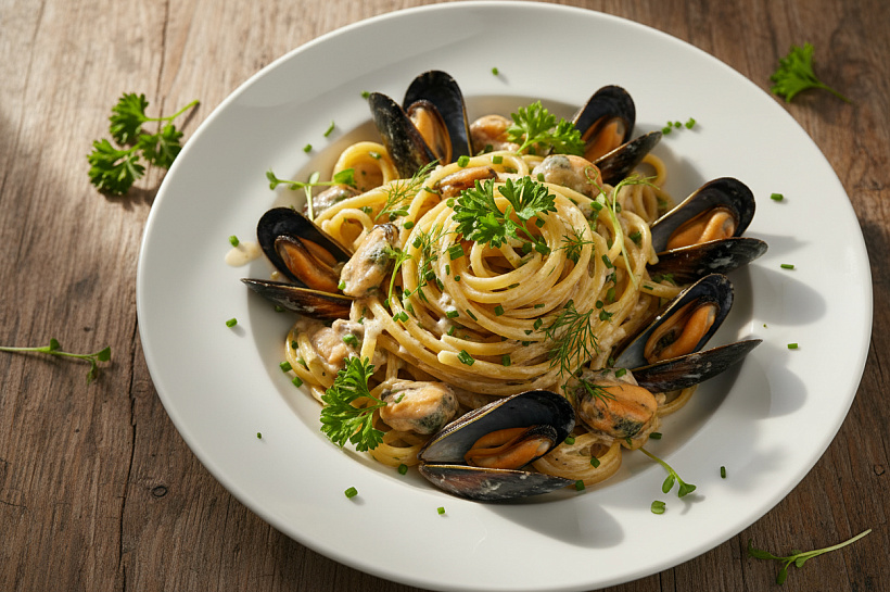 Мидии в сливочном соусе с пастой: домашний рецепт ресторанного уровня