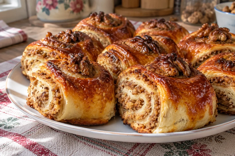 Слойки с ореховой начинкой к чаю: хрустящие снаружи и мягкие внутри