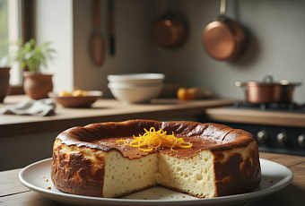 Баскский чизкейк без муки и коржа: кремовый десерт с сыром, сливками и апельсином