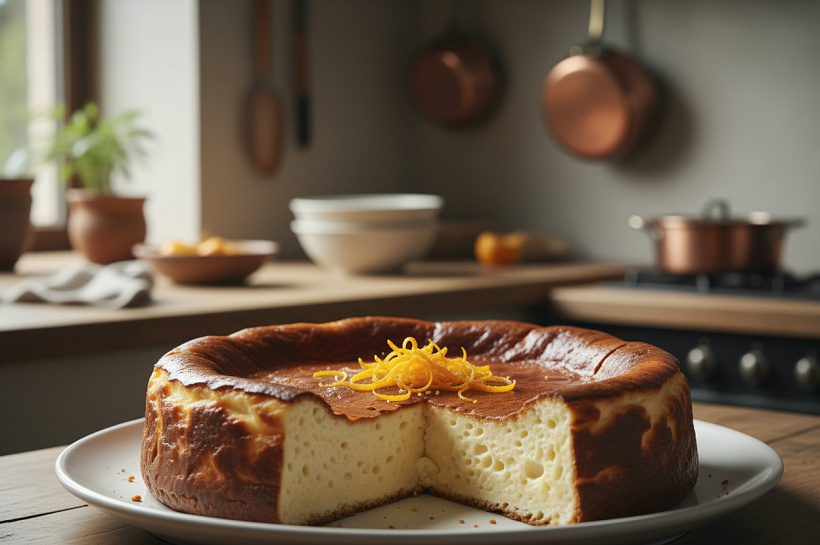 Баскский чизкейк без муки и коржа: кремовый десерт с сыром, сливками и апельсином