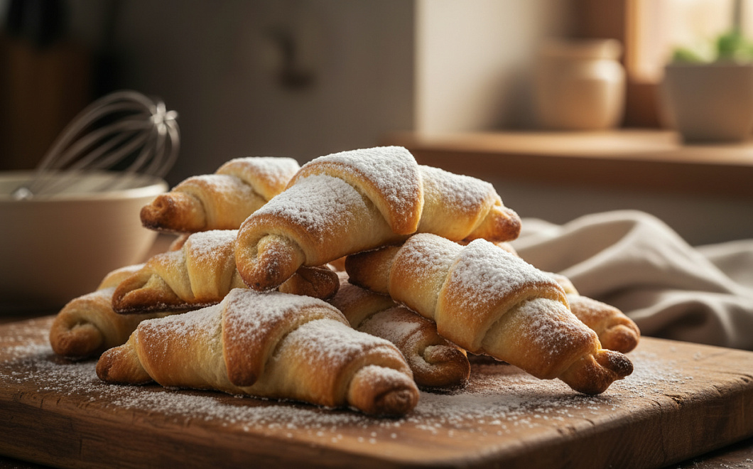Рогалики в пудре: пошаговый рецепт с фото и списком ингредиентов