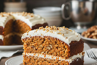 Американский морковный пирог с орехами и кремовой глазурью
