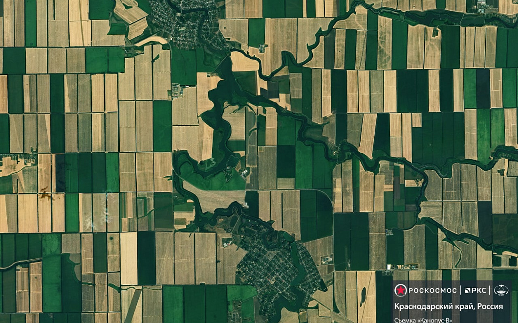 Роскосмос показал посевные поля Краснодарского края после слов Путина об ожидании хорошего урожая