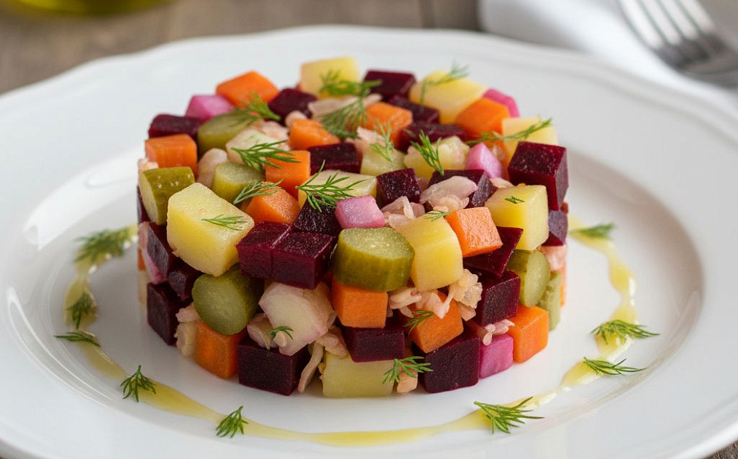 Винегрет с квашеной капустой: яркий, вкусный салат с идеальными пропорциями