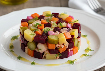 Винегрет с квашеной капустой: яркий, вкусный салат с идеальными пропорциями