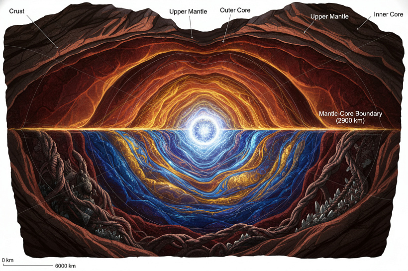Древние структуры на глубине 2900 км меняют представления о геологии Земли