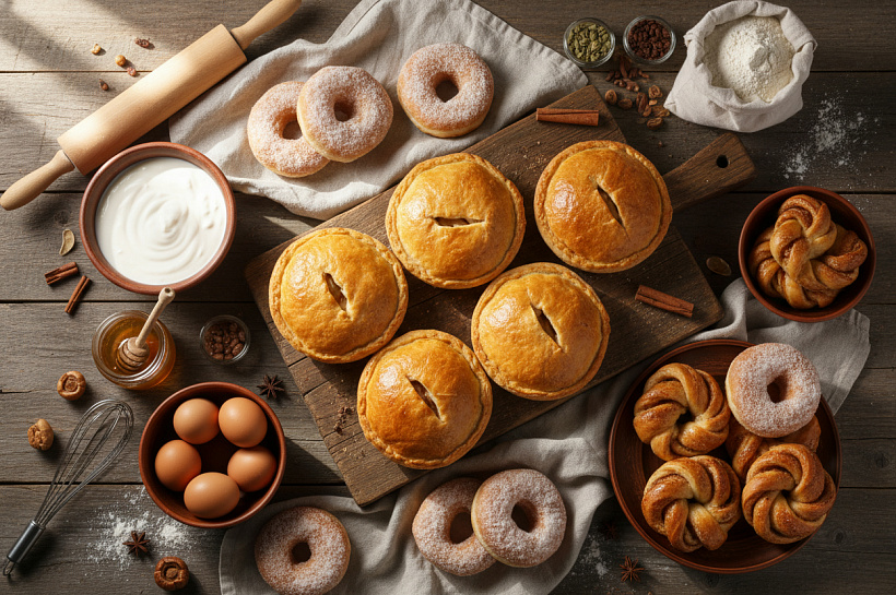 Универсальное тесто на кисломолочке для пирожков, пончиков и пирогов