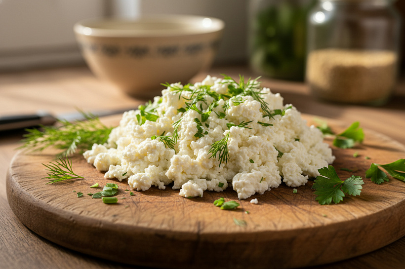 Домашний сыр с зеленью: пошаговый рецепт приготовления