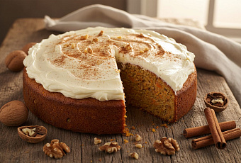 Морковный пирог с орехами и кремом: простой домашний рецепт с корицей