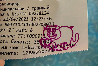 В краснодарских трамваях появились билеты с изображением свиней
