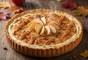 Осенний яблочный пирог на сметане с корицей и кардамоном