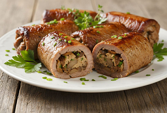 Крученики с опятами: рецепт мясных рулетов с грибной начинкой