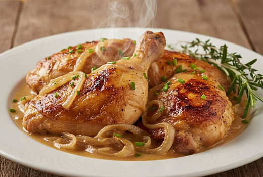 Курица по-еврейски с луковым соусом: нежно, просто и недорого