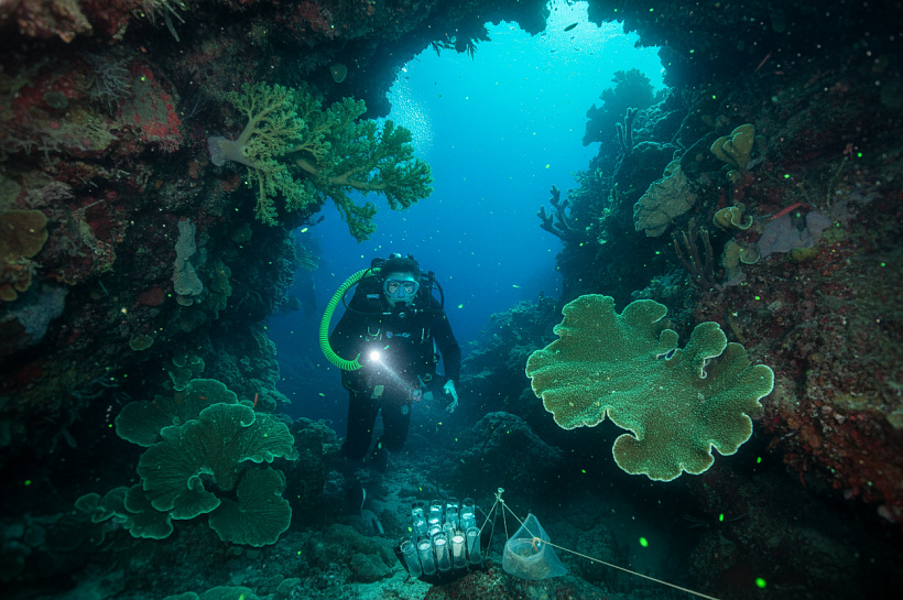 Загадочные зелёные огни на дне японской пещеры оказались новым видом кораллов