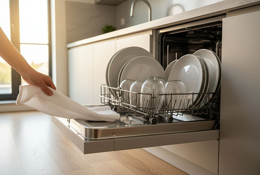 Как высушить посуду в посудомойке одним движением полотенца