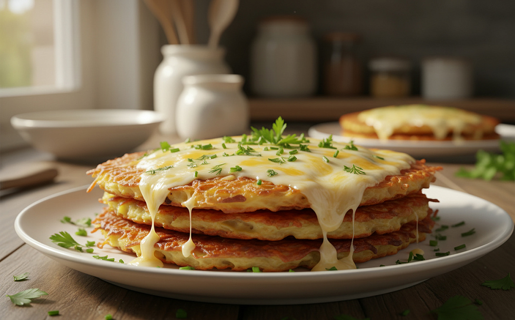 Картофельные оладьи с зеленью и сыром: хрустящие снаружи, нежные внутри за 20 минут