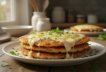 Картофельные оладьи с зеленью и сыром: хрустящие снаружи, нежные внутри за 20 минут