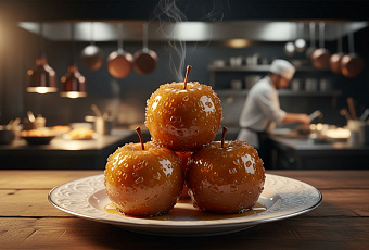 Хрустящие яблоки в глазури: ресторанный десерт из яблок, сахара и крахмала