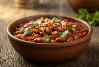 Лобио из красной фасоли с грецкими орехами, пошаговый рецепт приготовления