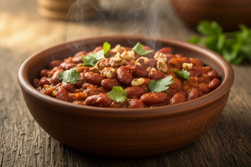 Лобио из красной фасоли с грецкими орехами, пошаговый рецепт приготовления